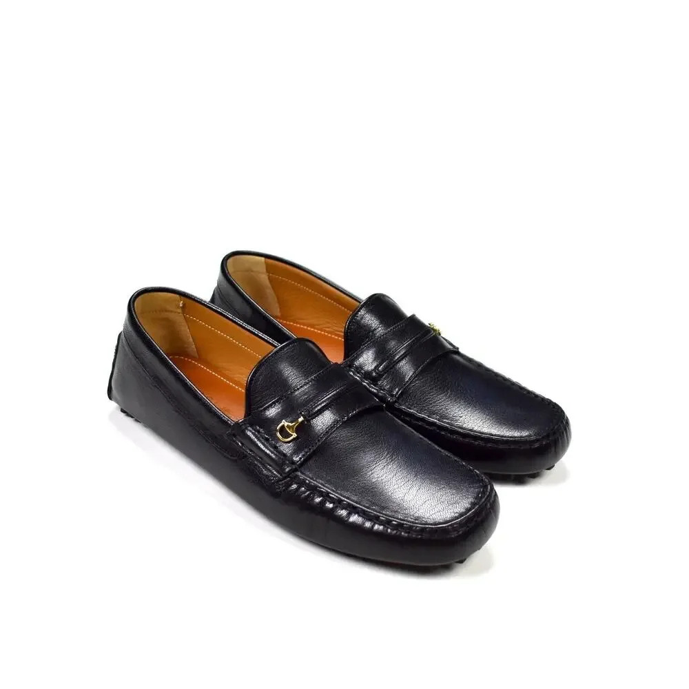 NIB Gucci Half Horsebit Driver Loafers Size 8 US 8.5  Black Leather Shoes